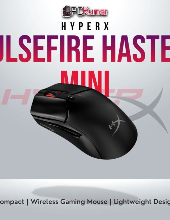HyperX Pulsefire Haste 2 Mini Wireless Black mouse with lightweight design and 26,000 DPI sensor.