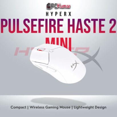 HyperX Pulsefire Haste 2 Mini Wireless White mouse with high-precision sensor.