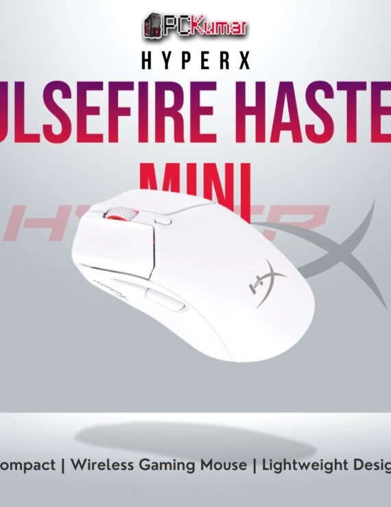 HyperX Pulsefire Haste 2 Mini Wireless White mouse with high-precision sensor.