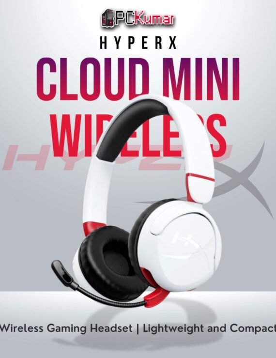 HyperX Cloud Mini Wireless White headset with premium sound and lightweight design.