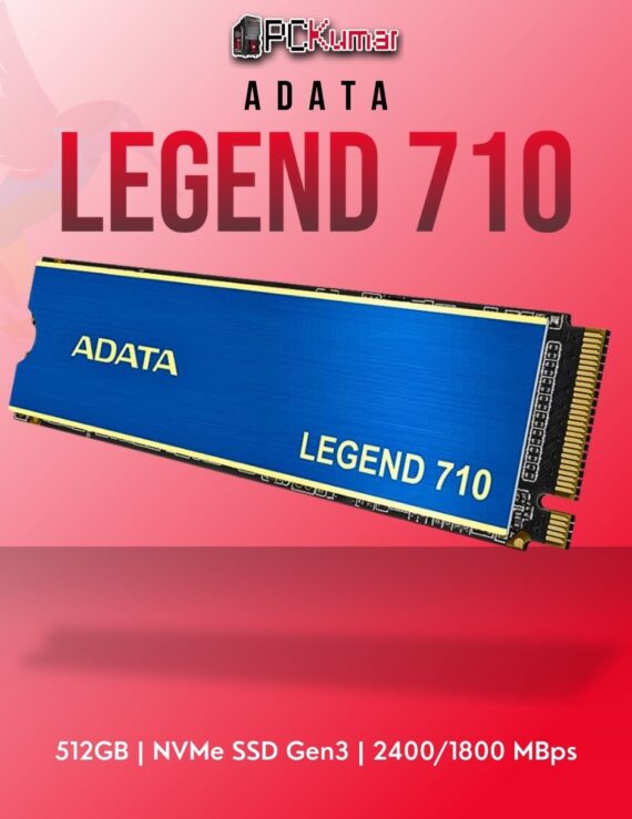 ADATA LEGEND 710 512GB NVMe SSD Gen3 with 2400MB/s speed for efficient computing.