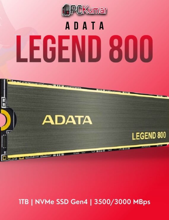 ADATA LEGEND 800 1TB NVMe SSD Gen4 with 3500MB/s read speed for gaming and creative tasks.