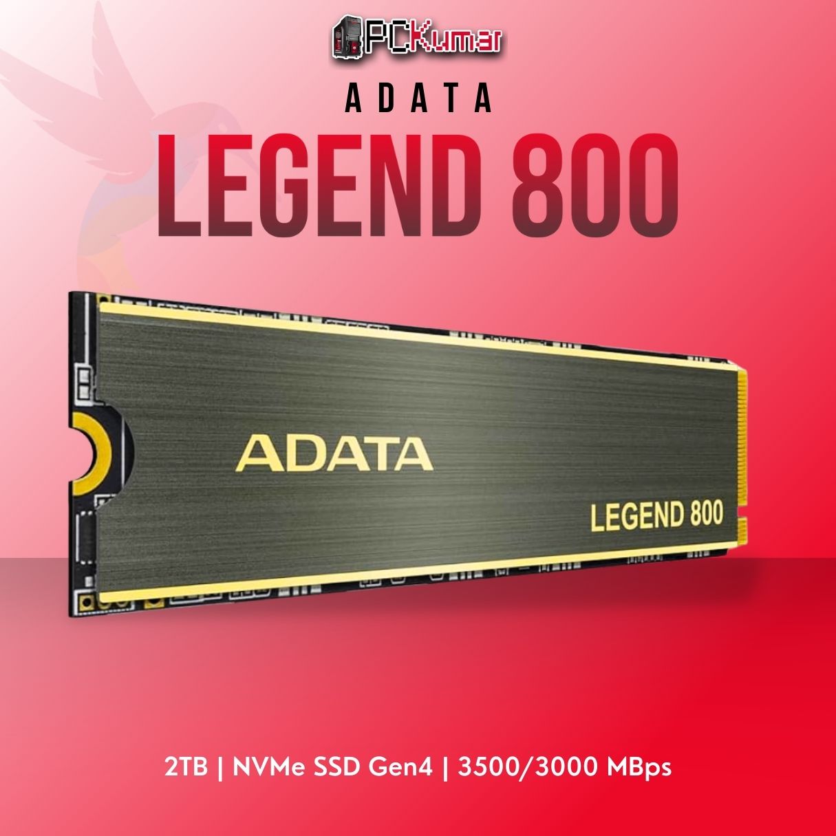 ADATA LEGEND 800 2TB NVMe SSD Gen4 with 3500MB/s read speed for advanced storage solutions.