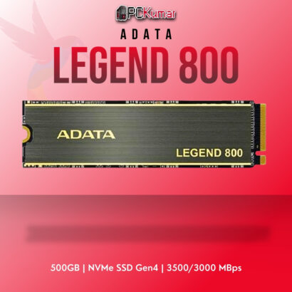 ADATA LEGEND 800 500GB NVMe SSD Gen4 with 3500MB/s read speed for gaming and multitasking.