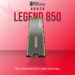 ADATA LEGEND 850 1TB NVMe SSD Gen4 with 5000MB/s speed for gaming and professional use.