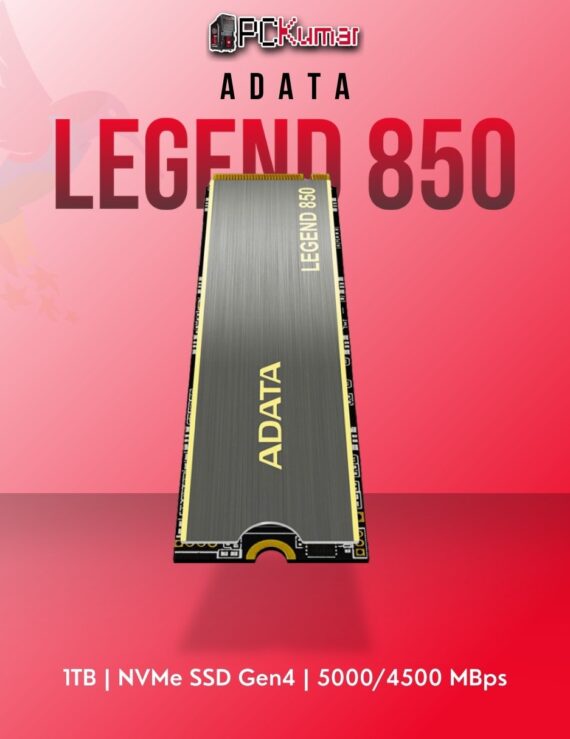 ADATA LEGEND 850 1TB NVMe SSD Gen4 with 5000MB/s speed for gaming and professional use.