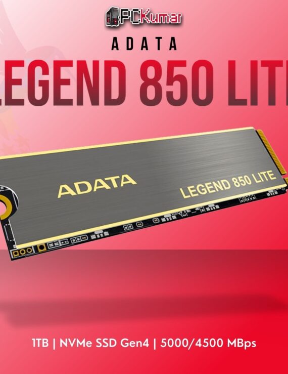 ADATA LEGEND 850 LITE 1TB NVMe Gen4 SSD with 5000MB/s read speed and M.2 form factor.