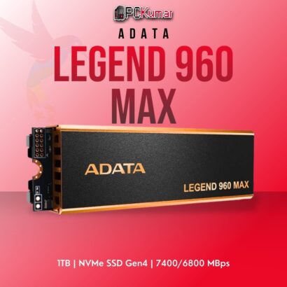 ADATA LEGEND 960 MAX 1TB NVMe Gen4 SSD with 7400MB/s read speed for heavy-duty performance.