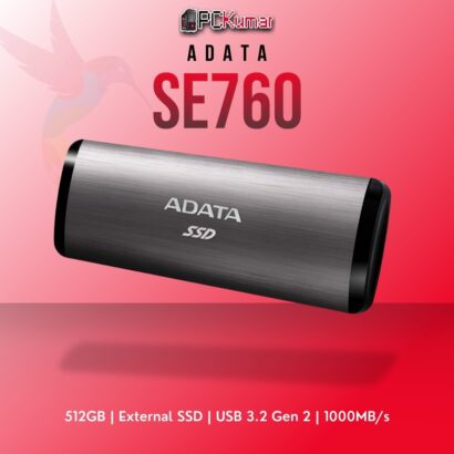 ADATA 512GB external SSD ASE760-512GU32G2-CTI with USB 3.2 Gen 2 and titanium finish