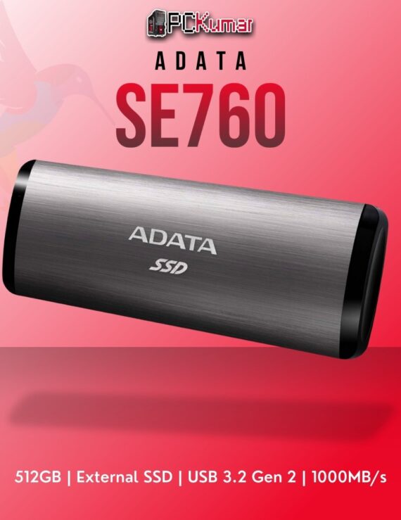 ADATA 512GB external SSD ASE760-512GU32G2-CTI with USB 3.2 Gen 2 and titanium finish