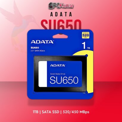 ADATA SU650 1TB SATA SSD with 520MB/s read speed for reliable everyday use.