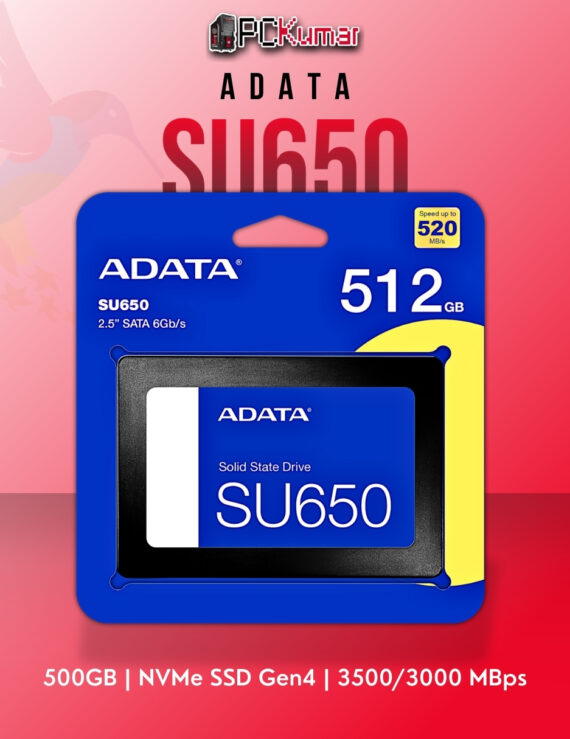 ADATA SU650 512GB SATA SSD with 520MB/s speed for everyday computing tasks.