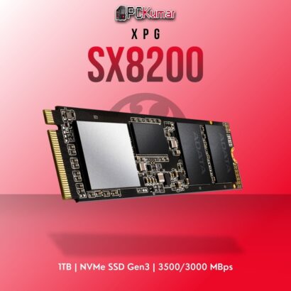 XPG SX8200 1TB NVMe SSD Gen3 with 3500MB/s speed and built-in heatsink for gaming and creative tasks.