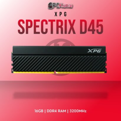 XPG DDR4 RAM 16GB 3200MHz D45 with black heat spreaders for reliable performance.