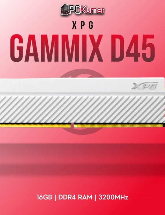XPG DDR4 RAM 16GB 3200MHz D45 Desktop White with efficient heat spreaders for reliable performance.
