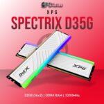 XPG DDR4 RAM 32GB 3200MHz D35G SPECT WHT with RGB lighting and white design.