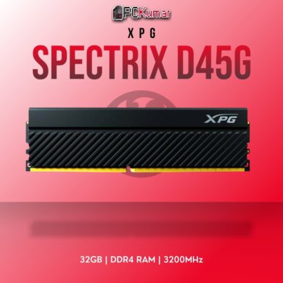 XPG DDR4 RAM 32GB 3200MHz D45 Desktop with durable black heat spreaders.