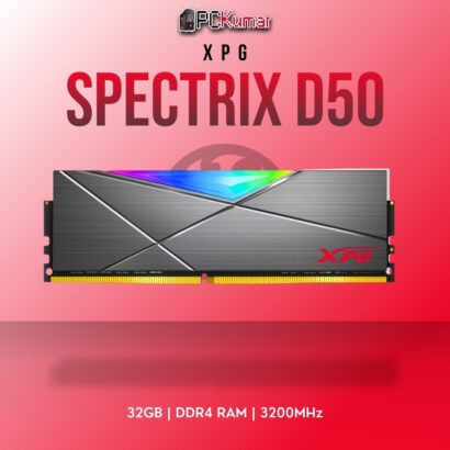 XPG DDR4 RAM 32GB 3200MHz ST50 RGB with dynamic lighting and sleek heat spreaders.