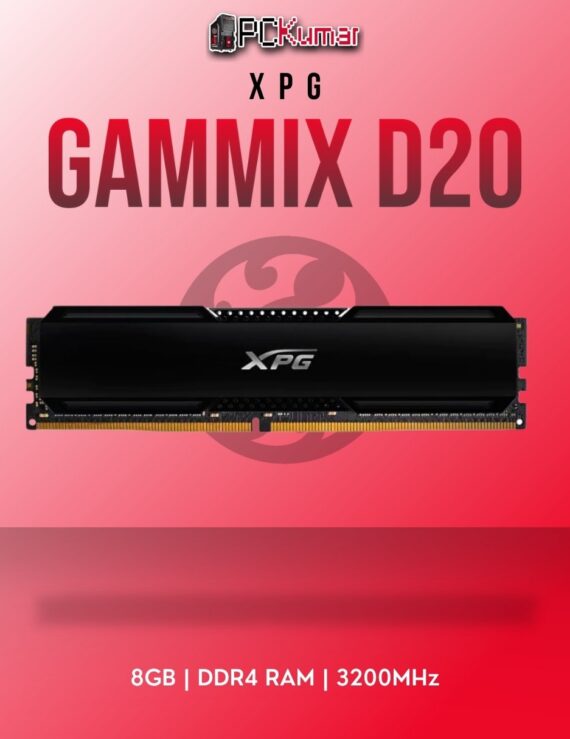 XPG DDR4 RAM 8GB 3200MHz D20 Desktop with efficient heat spreaders for entry-level performance.