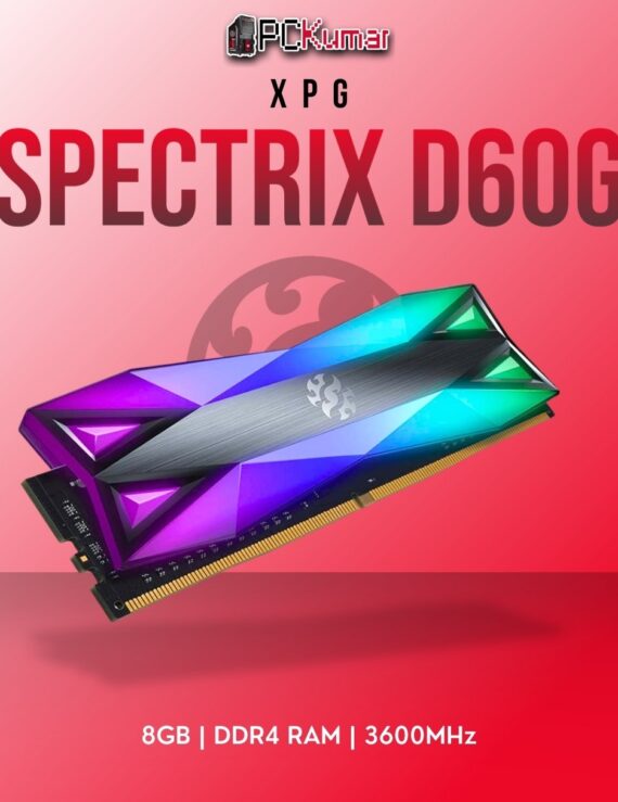 XPG DDR4 RAM 8GB 3600MHz ST60 RGB with sleek heat spreaders and dynamic lighting.