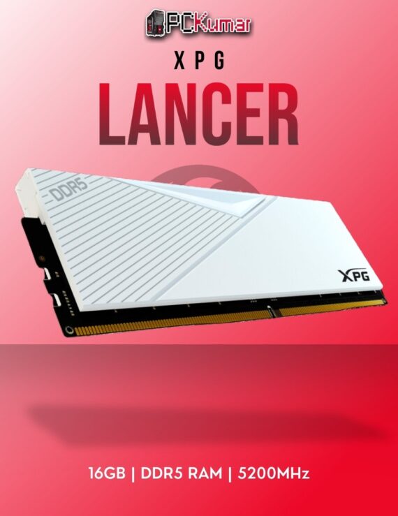 XPG DDR5 RAM 16GB 5200MHz Lancer White with efficient heat spreaders for gaming and productivity.