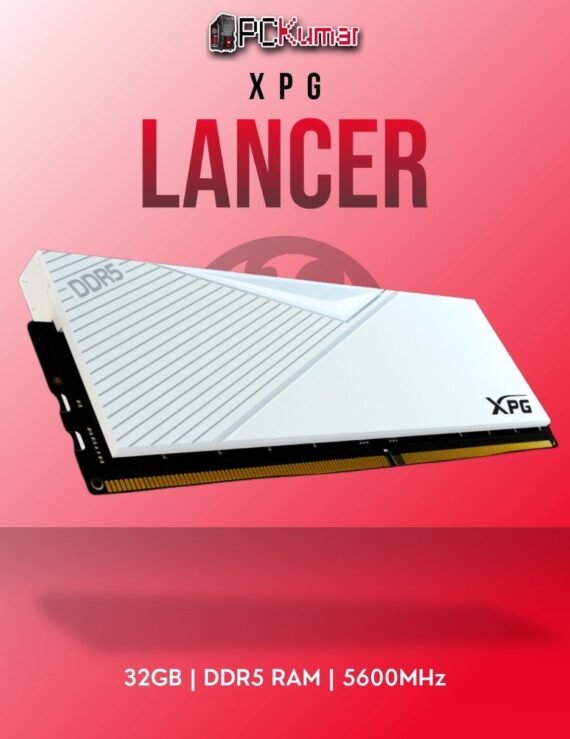 XPG DDR5 RAM 32GB 5600MHz Lancer White Non-RGB with sleek heat spreaders.