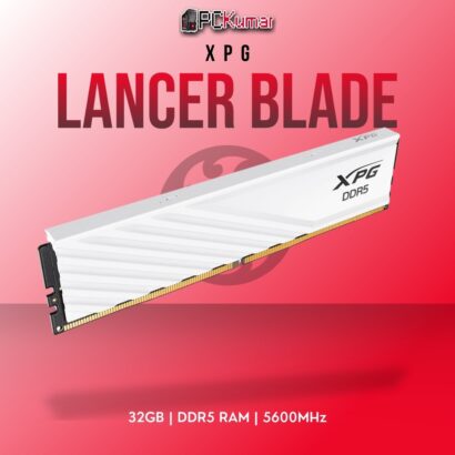 XPG DDR5 RAM 32GB 5600MHz LANCER BLADE WHT with sleek white design.