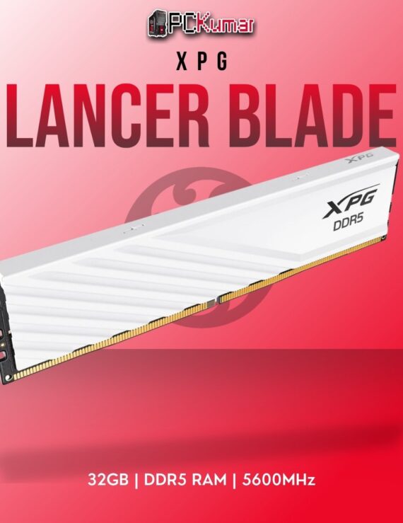 XPG DDR5 RAM 32GB 5600MHz LANCER BLADE WHT with sleek white design.