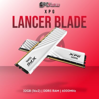 XPG DDR5 RAM 32GB 6000MHz LANCER BLAD WHT with elegant white design.