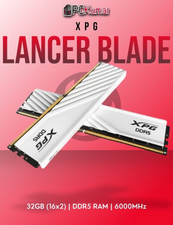 XPG DDR5 RAM 32GB 6000MHz LANCER BLAD WHT with elegant white design.