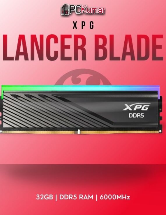 ADATA DDR5 RAM AX5U6000C3032G-CLABK 32GB kit with 6000MHz frequency and black design.