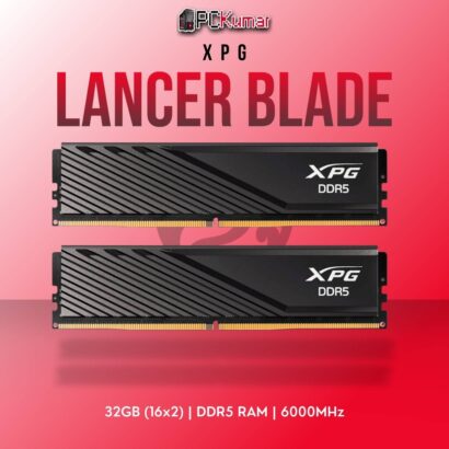 XPG DDR5 RAM 32GB 6000MHz LANCER BLAD BLK with premium black heat spreaders.