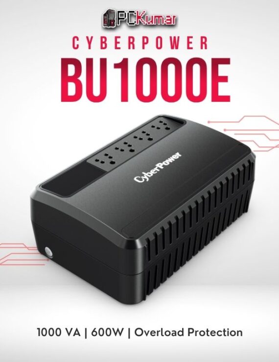 CyberPower BU1000E-IN 1000VA UPS with AVR, overload protection, and compact design for small offices.