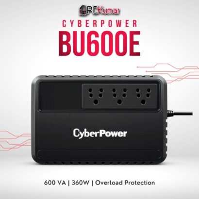 CyberPower BU600E-IN 600VA UPS with compact design, AVR, and surge protection, ideal for home use.