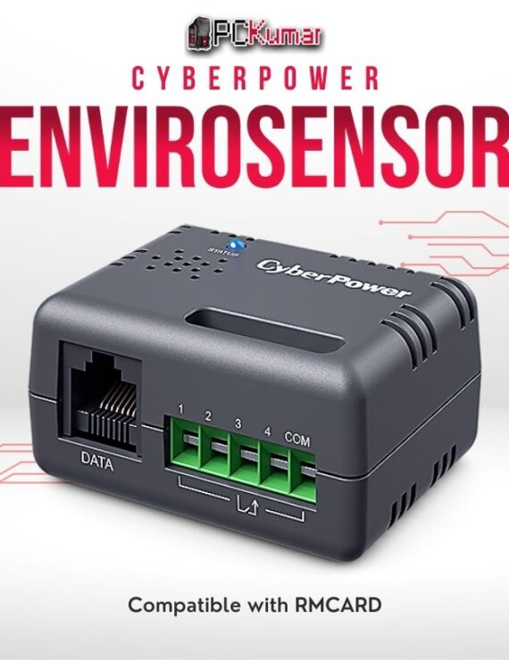 CyberPower EnviroSensor for temperature and humidity monitoring with easy installation and real-time tracking.
