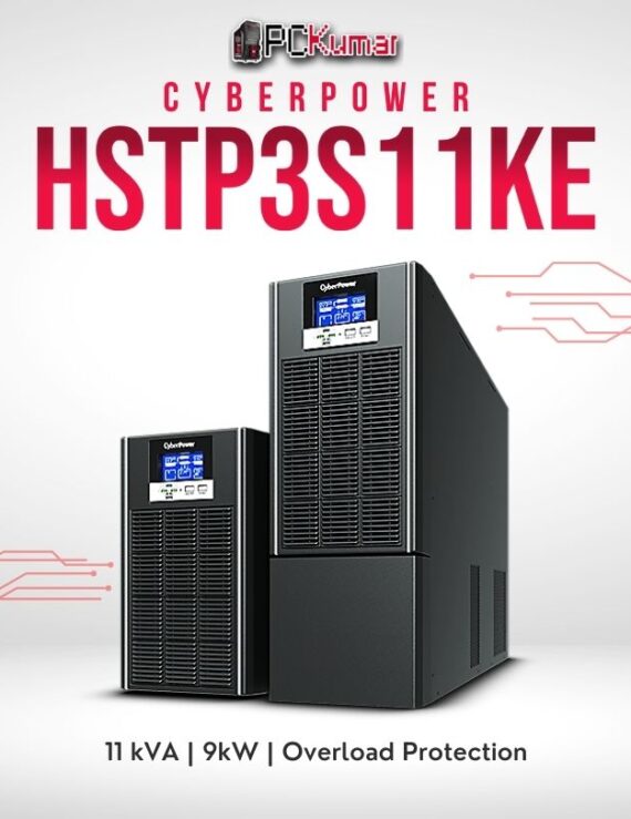 CyberPower HSTP3S11KE 11kVA UPS with industrial-grade power backup, double-conversion technology, and a tower-style design.