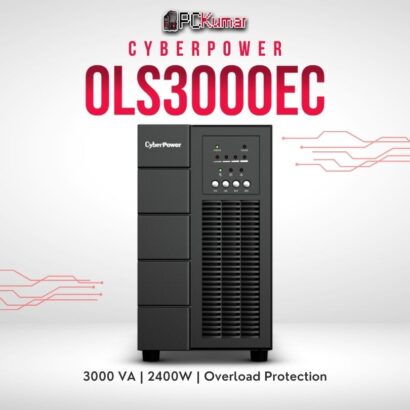 CyberPower OLS3000EC 3000VA UPS with expandable batteries, zero transfer time, and rack/tower versatility.