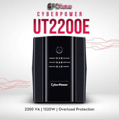CyberPower UT2200E-IN 2200VA UPS with AVR, surge protection, and compact tower design for professional use.