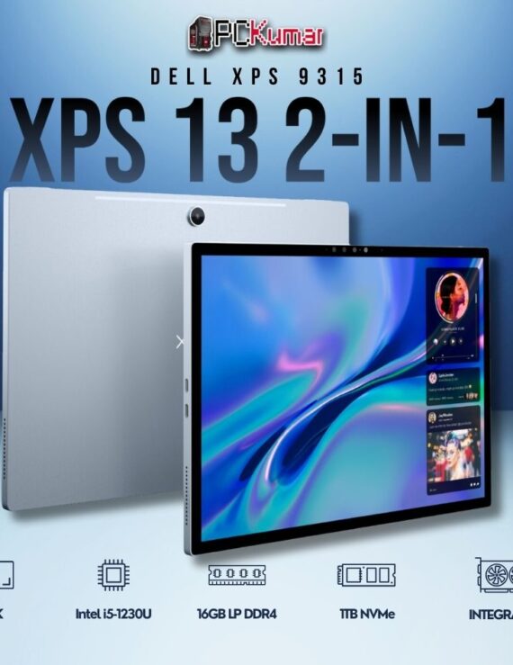 Dell XPS 13 2-in-1 (9315) laptop featuring Intel i5-1230U, 16GB RAM, 1TB SSD, and 13.0" 3K Touch Display with Stylus support.