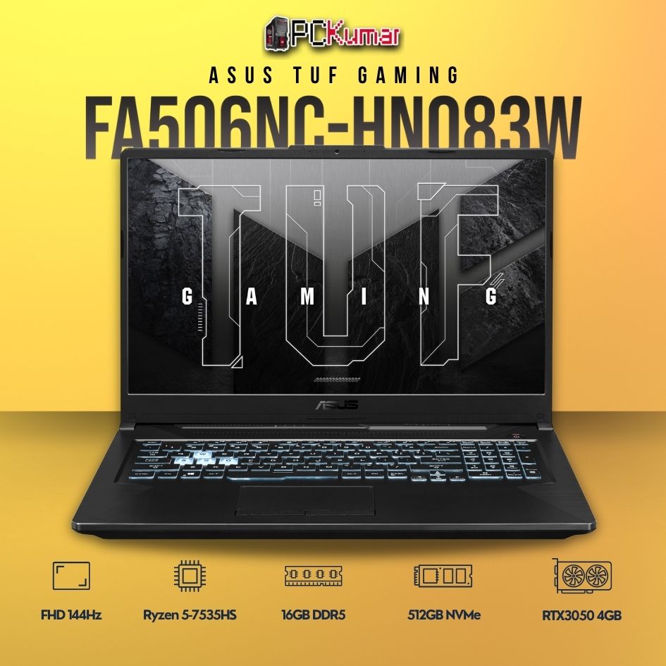 ASUS TUF A15 FA506NC-HN083W laptop with Ryzen 5 and RTX 3050.