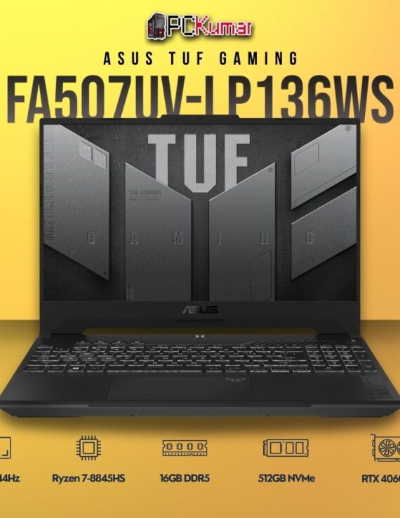 ASUS TUF A15 FA507UV-LP136WS laptop with Ryzen 7, RTX 4060, and 165Hz display.