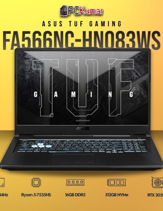 ASUS TUF A15 FA566NC-HN083WS with Ryzen 5, RTX 3050, and RGB keyboard.