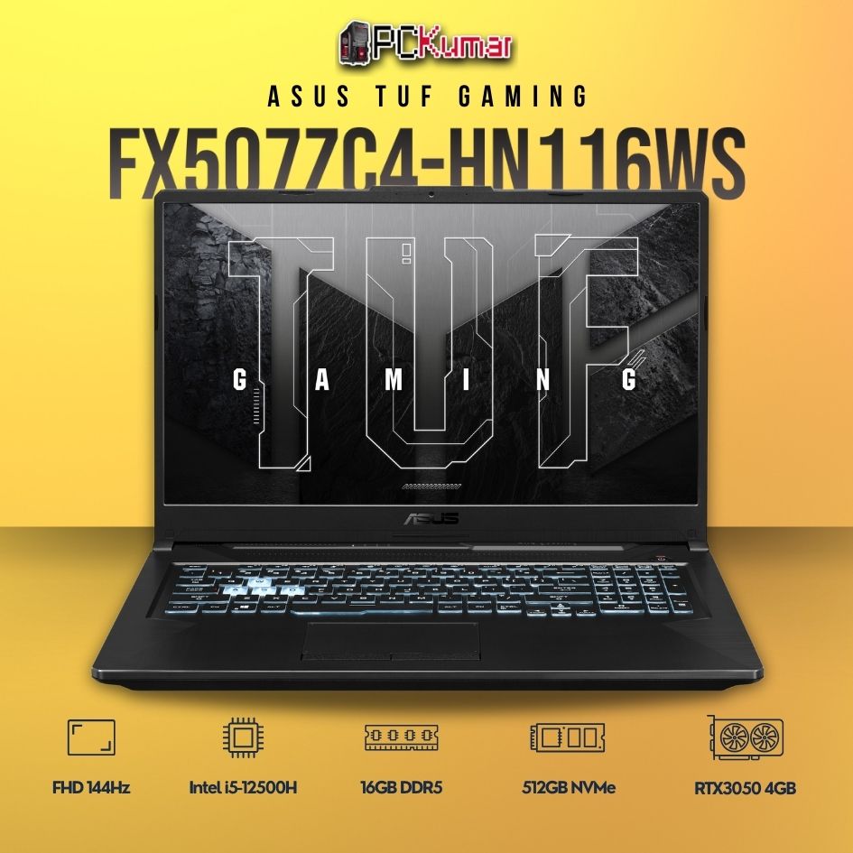 ASUS 2022 TUF F15 FX507ZC4-HN116WS laptop with i5-12500H and RTX 3050.