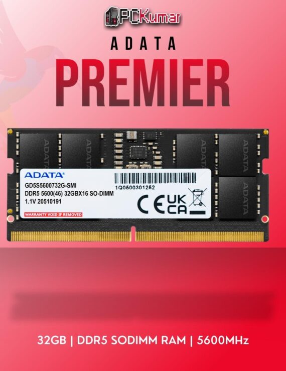 ADATA SODIMM DDR5 RAM 32GB 5600MHz for high-capacity laptop performance.