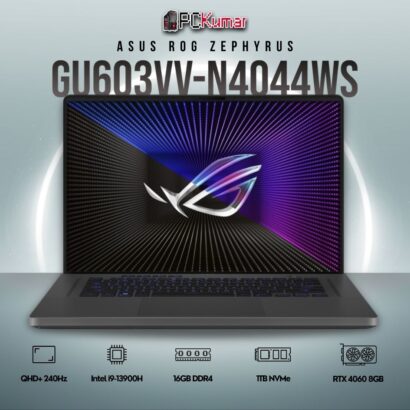 ASUS Zephyrus G16 GU603VV-N4044WS laptop with i9-13900H, RTX 4060, and Nebula Display.