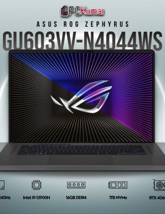 ASUS Zephyrus G16 GU603VV-N4044WS laptop with i9-13900H, RTX 4060, and Nebula Display.