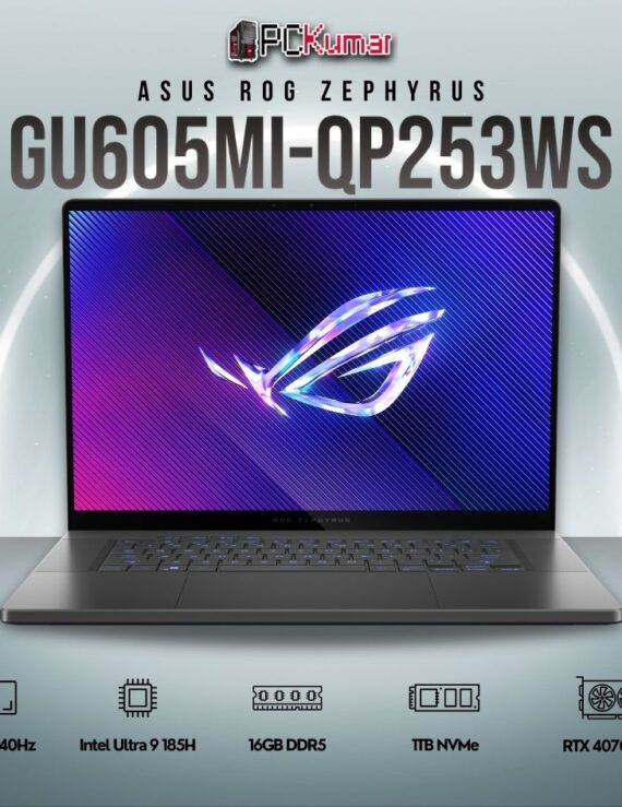 ASUS Zephyrus G16 GU605MI-QP253WS with Core Ultra 9 and RTX 4070.