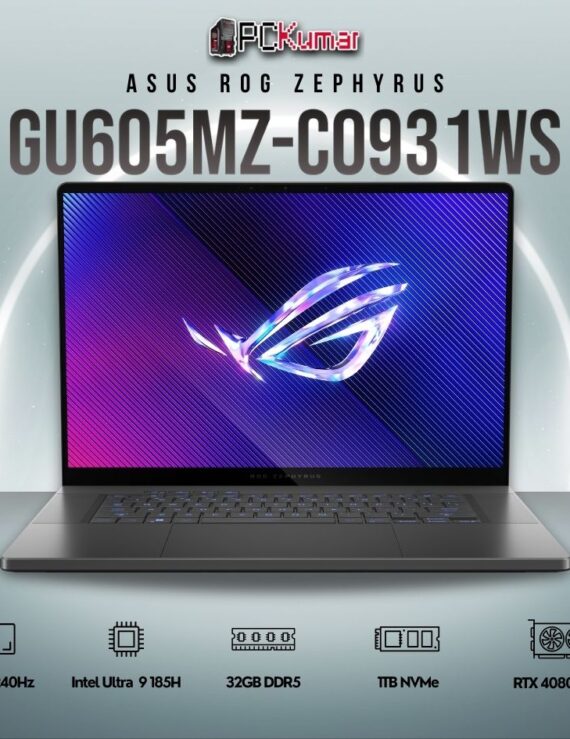 ASUS Zephyrus G16 GU605MZ-CO931WS with Core Ultra 9, RTX 4080, and OLED display.