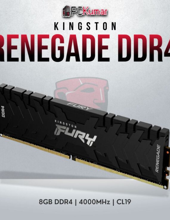 Kingston Fury Renegade 8GB DDR4 DIMM with 4000MHz speed for gaming and overclocking.