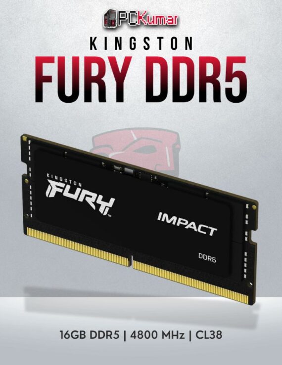 Kingston Fury Impact DDR5 16GB Laptop RAM with 4800MT/s for multitasking.